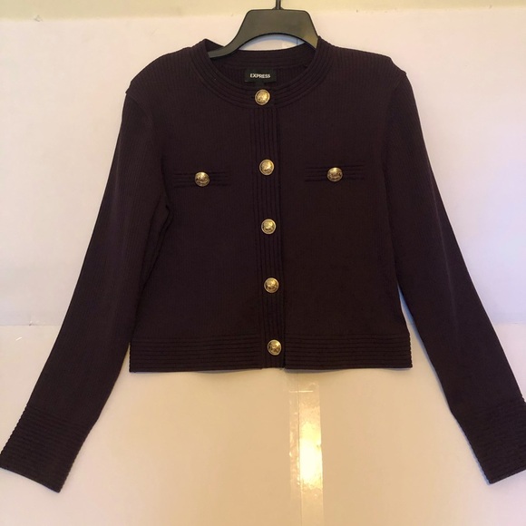 Express Burgandy/Wine Button Up Sweater Size Large - Picture 1 of 6